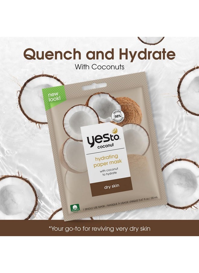Yes To Coconut Hydrating Paper Mask with Coconut to Hydrate Dry Skin, for Men, Women and Teens, No Paraben, 3 Pack
