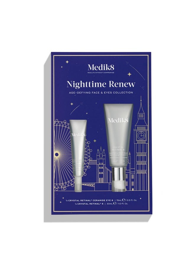 Medik8 Nighttime Renew Duo - Crystal Retinal 6, Crystal Retinal Ceramide Eye 6 - Firming Face Serum - Smoothing, Lifting Eye Cream - 2 pc