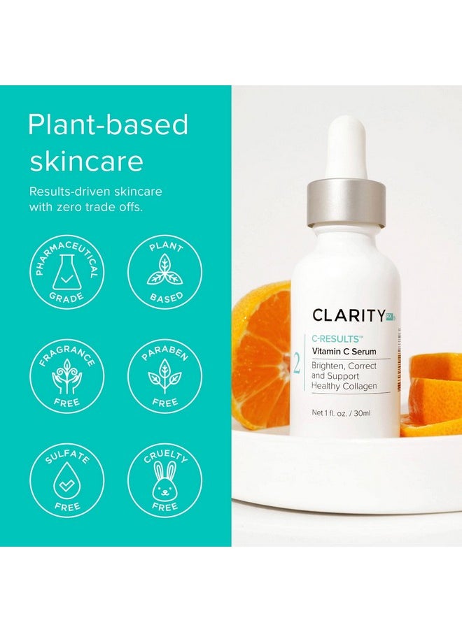 ClarityRx C-Results Vitamin C Brightening Face Serum, Natural Plant-Based Anti-Aging Facial Treatment for Dark Spots & Acne Scars (0.5 fl oz)