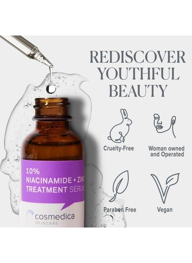Cosmedica Skincare Niacinamide + Zinc Treatment Serum with Hyaluronic Acid, 1 oz