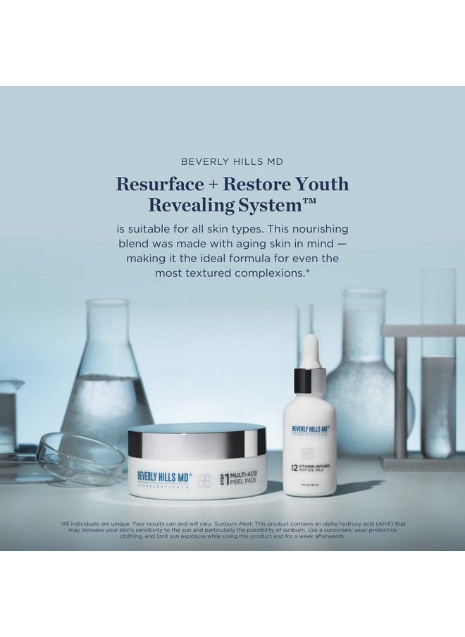 Beverly Hills MD Resurface + Restore Youth Revealing System “Peel” Serum - Reduce Wrinkles- Anti-Aging Exfoliation Toner for Even, Moisturized Skin- Lighten Dark Spots on Face, Neck w/Peptides