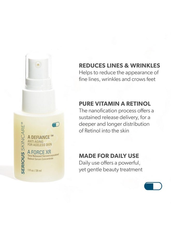 Serious Skincare Retinol Facial Care DUO - A Force XR Serum Concentrate & A Cream XR Moisture Cream for Face - With Vitamin C - Anti-Aging for Lines, Wrinkles - Resurfaces and Hydrates Skin