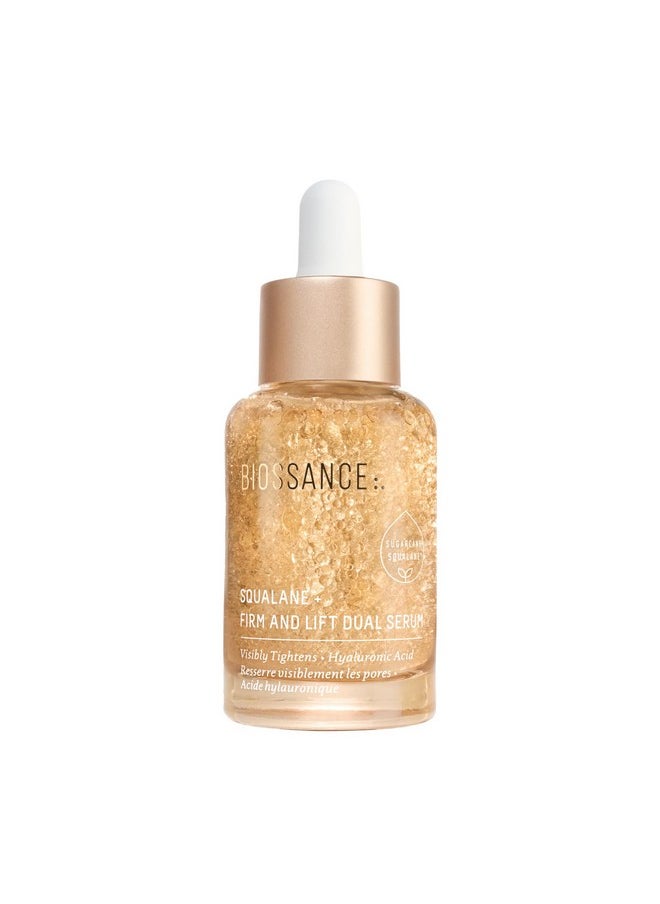 Biossance Squalane + Firm & Lift Dual Serum - Face Serum for Maturing Skin - Lifts & Hydrates - Reduces Wrinkles - Hyaluronic Acid, Squalane, Ectoin, Gravetye Giant & Bisabolol - 30ml