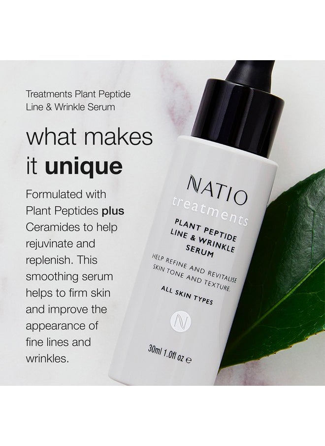 Natio Plant Peptide Line and Wrinkle Serum, 1 oz - Anti Aging Serum - Rejuvenating Face Serum - Daily Serum for Face to Revitalize Skin Texture