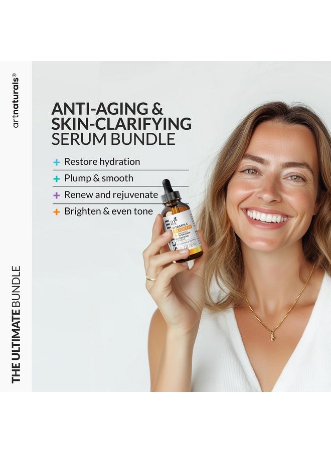 Vitamin C Serum Skin Care 4-Piece Set: Includes Retinol, Hyaluronic Acid & Niacinamide - Anti-Aging, Skin Brightening, Hydrating, Wrinkle Reduction, Dark Spot Corrector - 3-Month Supply - artnaturals