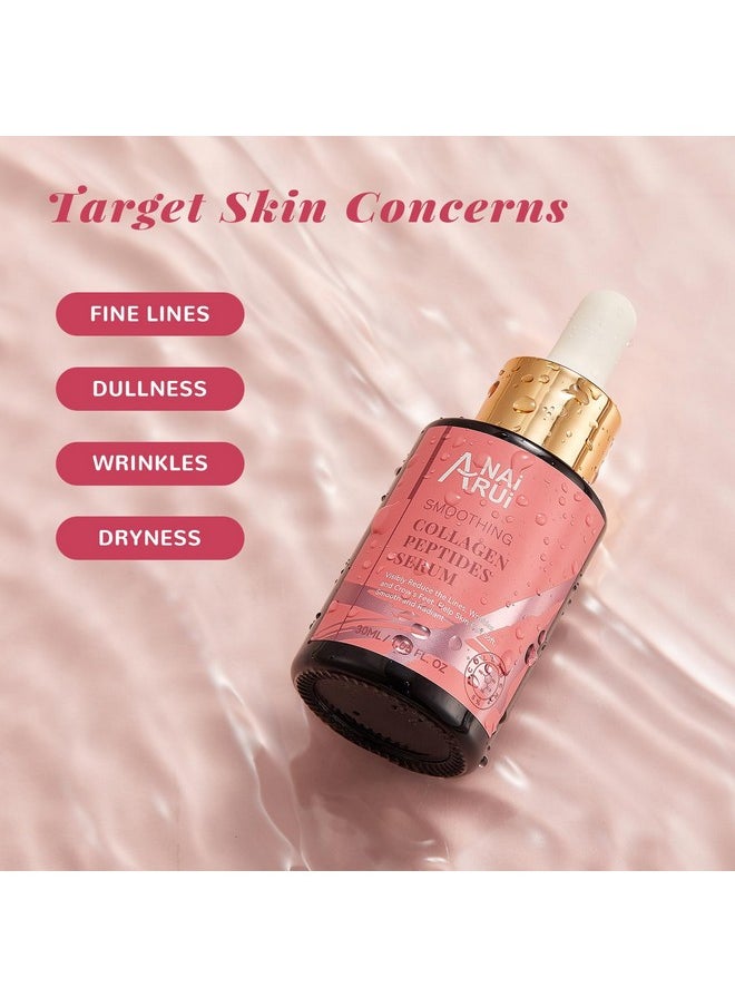 Collagen Peptide Serum with Hyaluronic Acid and Acetyl Hexapeptide-8, Face Plumping, Improve Skin Elasticity, Collagen Peptides Serum for Face 1 fl.oz