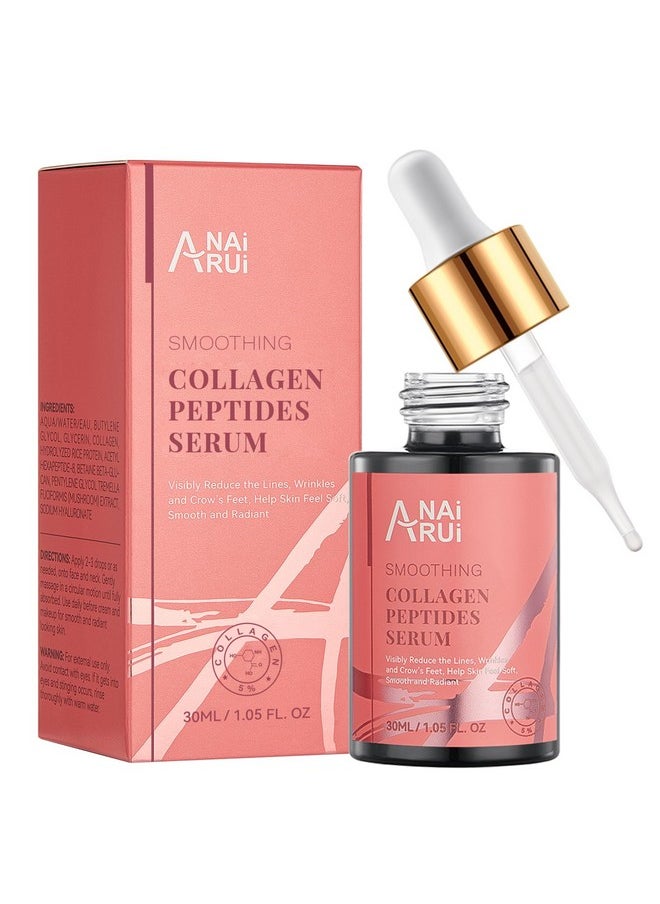 Collagen Peptide Serum with Hyaluronic Acid and Acetyl Hexapeptide-8, Face Plumping, Improve Skin Elasticity, Collagen Peptides Serum for Face 1 fl.oz