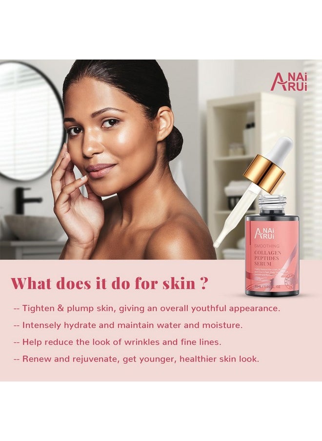 Collagen Peptide Serum with Hyaluronic Acid and Acetyl Hexapeptide-8, Face Plumping, Improve Skin Elasticity, Collagen Peptides Serum for Face 1 fl.oz