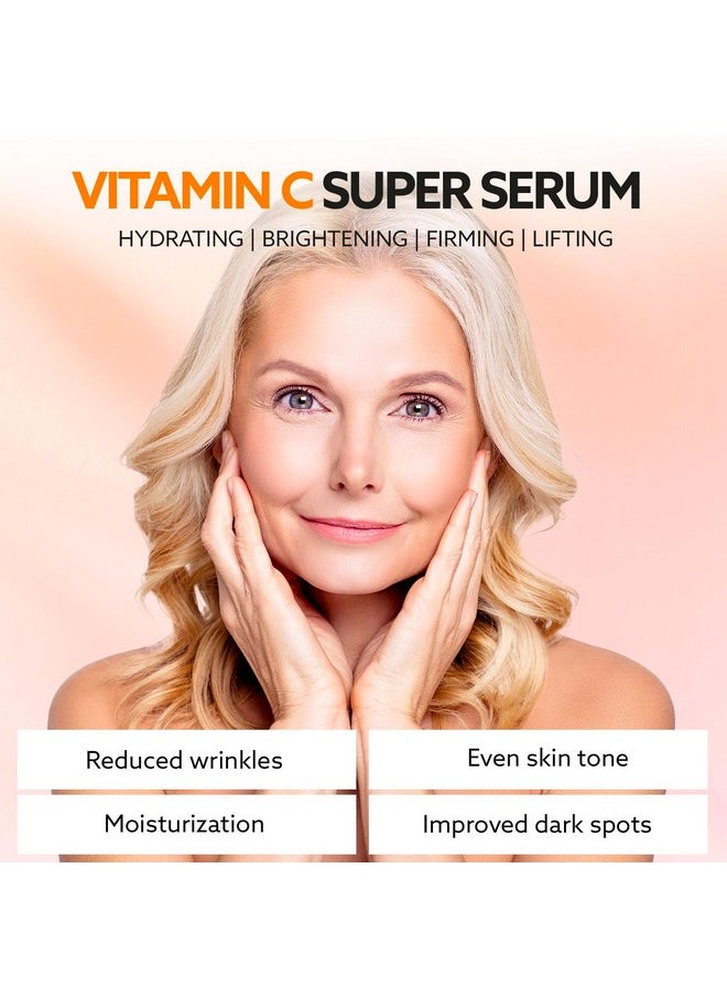 Super Vitamin C Serum for Mature Skin: All-In-One Hydrating Anti-Aging Formula - Vitamin C, Hyaluronic Acid, Vitamin E, Caffeine - Face Lift Serum for Wrinkles, Age Spots, Firms, Hydrates - 1 fl oz