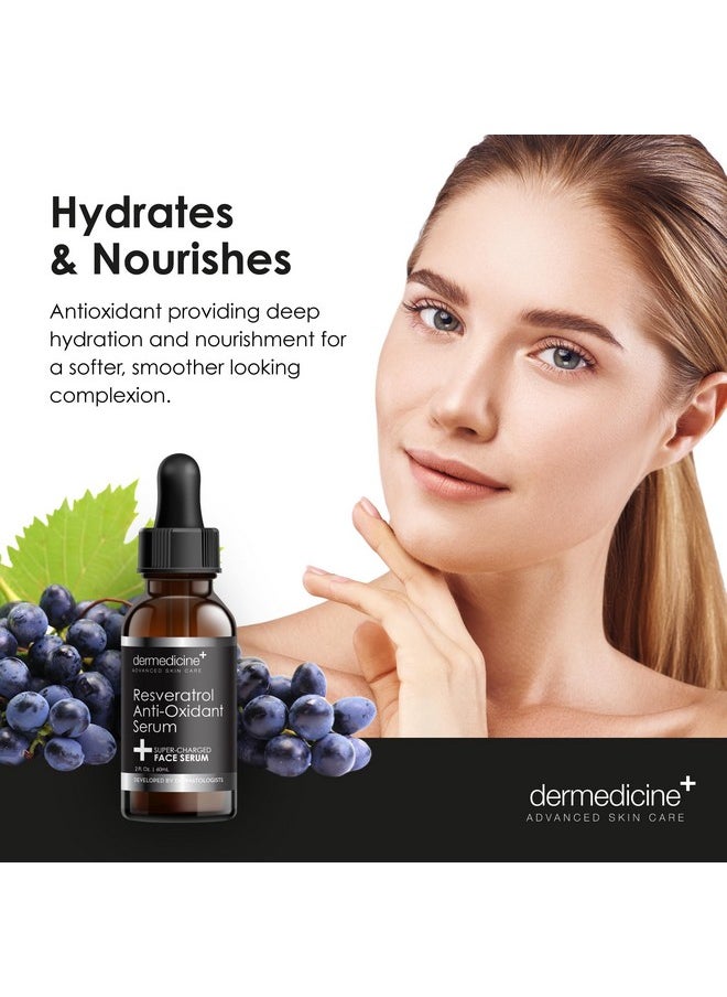 Dermedicine Resveratrol Liquid Serum Facial Skin Care Lift Resveratrol Serum for Face 2 Fl Oz