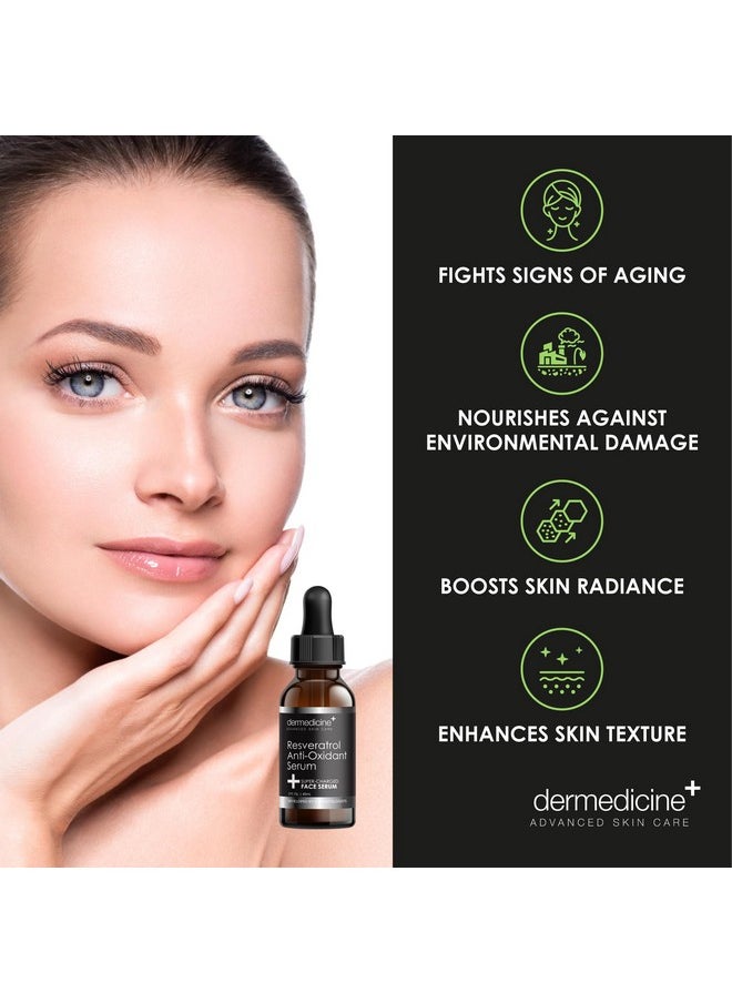 Dermedicine Resveratrol Liquid Serum Facial Skin Care Lift Resveratrol Serum for Face 2 Fl Oz