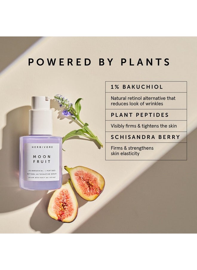 HERBIVORE Bakuchiol Retinol Alternative Moon Fruit Face Serum EXTRA STRENGTH - 1% Bakuchiol + Peptides, Smooths Skin, Reduces Fine Lines & Wrinkles, Plant-based, Vegan, Cruelty-free, 30mL / 1 oz