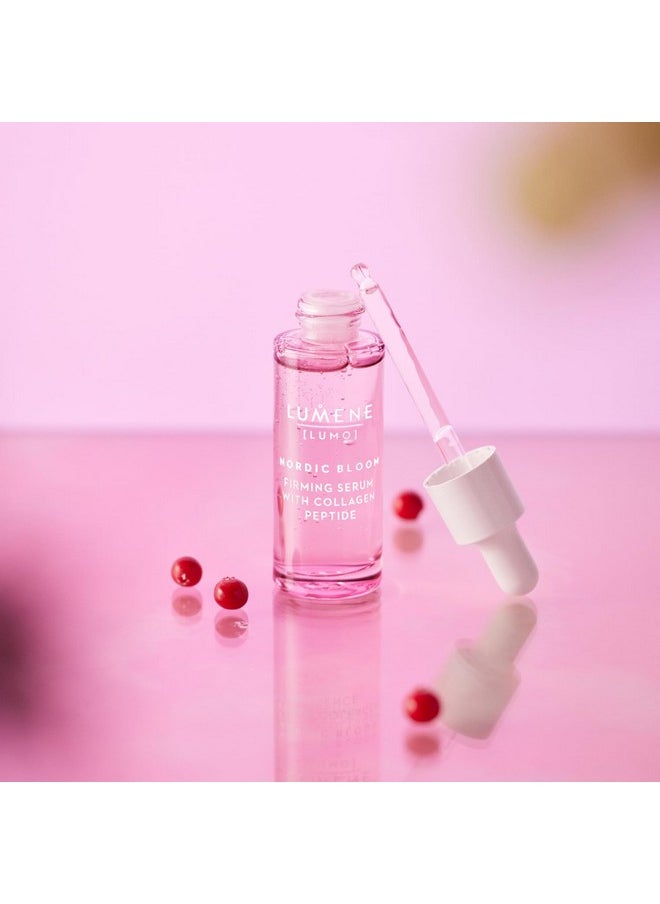 Lumene [Lumo] Vegan Collagen Face Serum - Firming Peptide Serum Formulated with Hyaluronic Acid for Smoother, Plump-Looking Skin - Helps to Reduce the Appearance of Fine Lines + Wrinkles (1 fl oz)