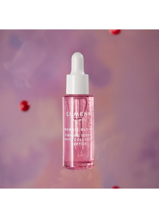 Lumene [Lumo] Vegan Collagen Face Serum - Firming Peptide Serum Formulated with Hyaluronic Acid for Smoother, Plump-Looking Skin - Helps to Reduce the Appearance of Fine Lines + Wrinkles (1 fl oz)