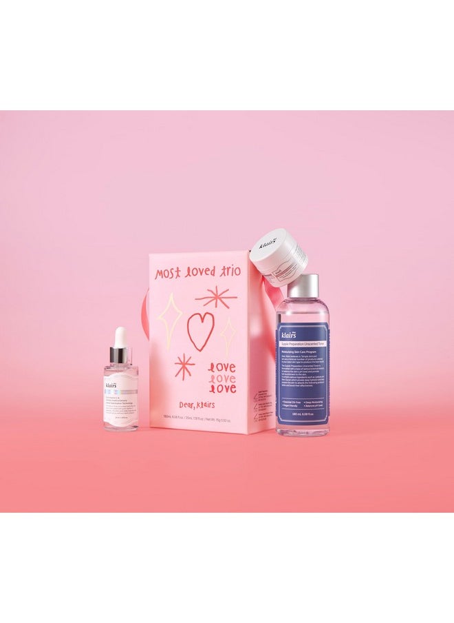 DearKlairs Most Loved Skincare Set - Unscented Toner, Vitamin Serum & E Mask | Korean Glass Skin Routine | Sensitive Skin-Friendly Valentine's Galentines Holiday Gift | Hydrating, Revitalizing