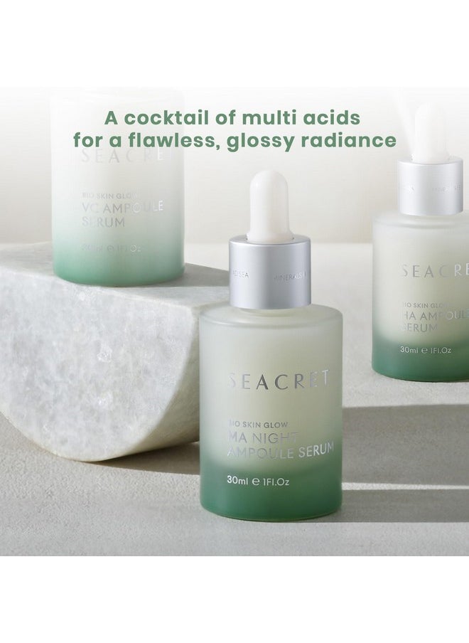 SEACRET Face Serum - Bio Skin Glow Multi-Acid Complex Night Serum for Face, Ampoule, 1 Fl.Oz 30ml.