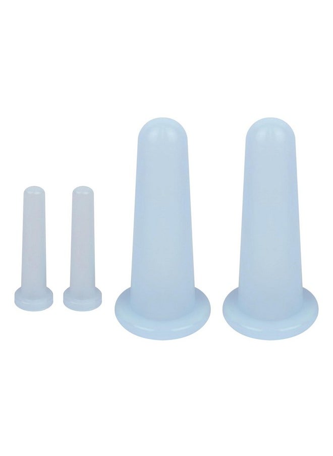 4 Pcs Facial Cupping Set, Silicone Cupping Set, Massage Cupping for Face, Body, Eye, Anti-Aging, Facial Care (Blue)