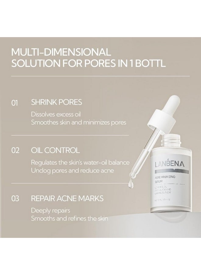 LANBENA Pore Minimizer for face, Skin Care, Pore Minimizer Treatment Serum 2.0, Facial Essence for Shrinking Pores, Relieving Dryness, Oil Control Firming, Moisturizing after Remover Blackhead, 30ML