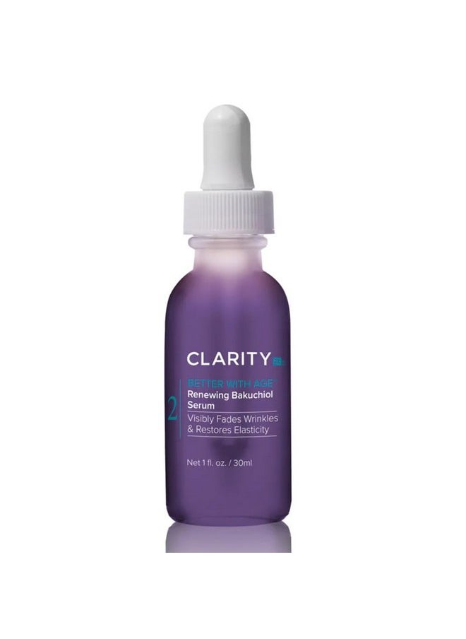 ClarityRx Better With Age Renewing Bakuchiol Face Serum for Anti-Aging, Gentle Alternative Retinol Serum, Plant Based, Cruelty Free, Paraben Free (1 fl oz)