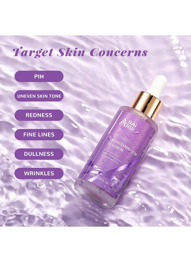 ANAI RUI 5% Tranexamic Acid Serum With Niacinamide,Kojic Acid, Arbutin,for Uneven Skin Tone 1.69 FL.Oz/50 ML