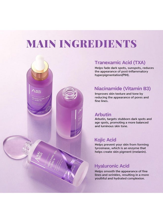ANAI RUI 5% Tranexamic Acid Serum With Niacinamide,Kojic Acid, Arbutin,for Uneven Skin Tone 1.69 FL.Oz/50 ML