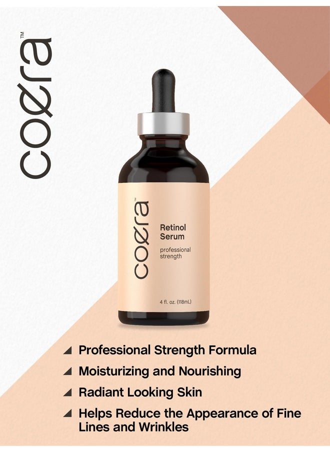 Coera Retinol Serum for Face | 4 fl oz | Professional Strength | Hydrating Skin Oil | Free of Parabens & Fragrances | Packaging May Vary