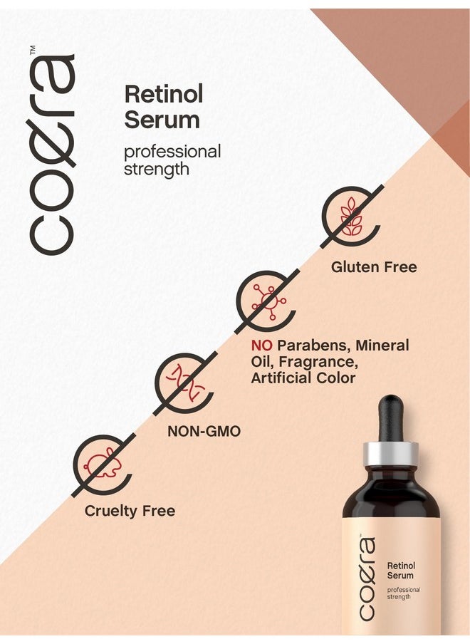Coera Retinol Serum for Face | 4 fl oz | Professional Strength | Hydrating Skin Oil | Free of Parabens & Fragrances | Packaging May Vary