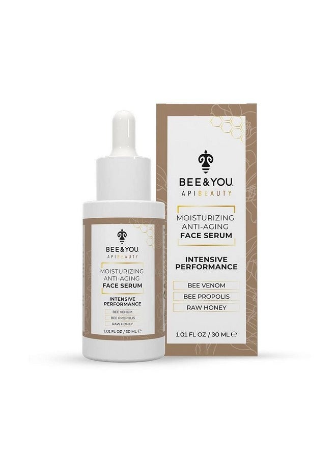 BEE and YOU Anti Aging, Anti Wrinkle Face Cream Serum, Dark Spot Remover, Moisturizer, Pore Minimizer Skin Care, Bee Propolis Extract, Raw Honey, Bee Venom and Hyaluronic Acid, 1.0 fl. Oz