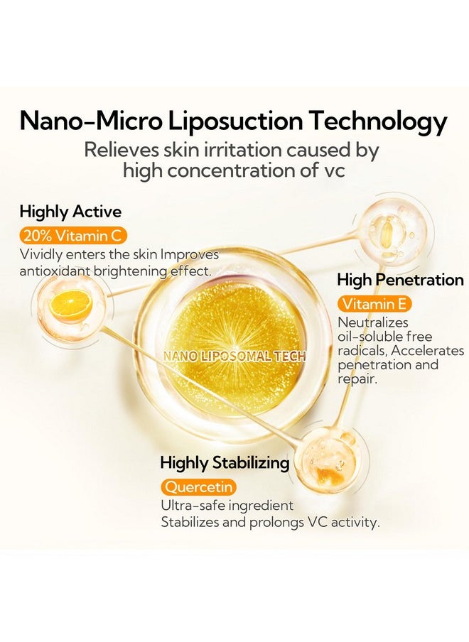 20% Vitamin C Serum For Face, 30 ML/ 1 Fl, Brightening Skin, Dark Spot Remover, Reduce Wrinkle, Anti Aging Glowing Serum, Facial Moisturizer with Niacinamide, Vitamin E, Hyaluronic Acid