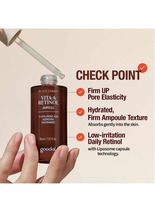 GOODAL Black Carrot VITA-A Retinol Ampoule 30ml, Hydration Facial Serum for Glowy Skin, Lightweight Serum, Korean Skincare, K Beauty
