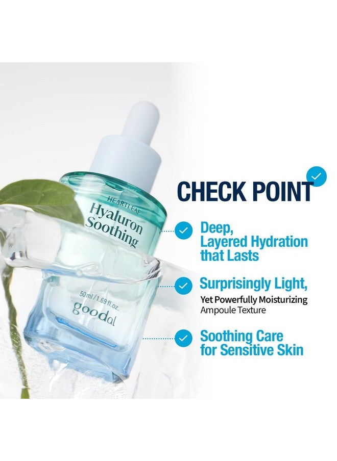 GOODAL Heartleaf Hyaluron Soothing Ampoule, Hydration Facial Serum for Glowy Skin, Lightweight Serum, Korean Skincare, K Beauty Ampoule - 50ml,1.69 Fl oz