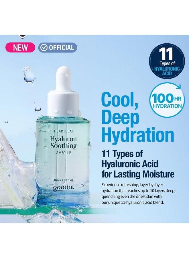 GOODAL Heartleaf Hyaluron Soothing Ampoule, Hydration Facial Serum for Glowy Skin, Lightweight Serum, Korean Skincare, K Beauty Ampoule - 50ml,1.69 Fl oz