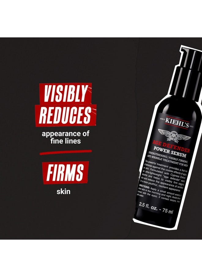 Kiehl's Age Defender Power Face Serum, Anti-Aging Firming Facial Serum for Men, Reduces Look of Fine Lines & Wrinkles, Quick-Absorbing, Lightweight, with Cypress Extract & Adenosine - 2.5 fl oz