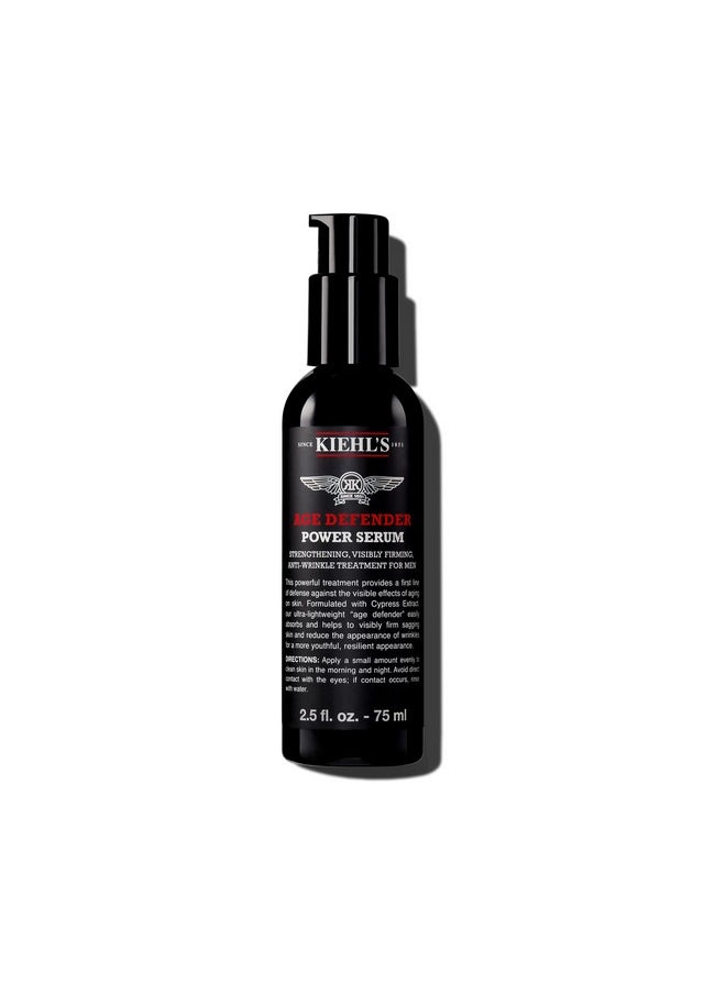 Kiehl's Age Defender Power Face Serum, Anti-Aging Firming Facial Serum for Men, Reduces Look of Fine Lines & Wrinkles, Quick-Absorbing, Lightweight, with Cypress Extract & Adenosine - 2.5 fl oz