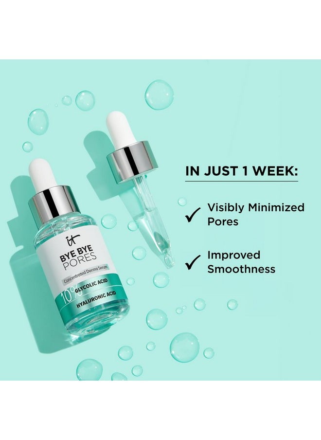 IT Cosmetics Bye Bye Pores 10% Glycolic Acid Face Serum - Visibly Minimizes Pores In 1 Week & Gently Exfoliates to Help Refine Skin’s Texture - With Hyaluronic Acid for Hydration -1 Fl. Oz
