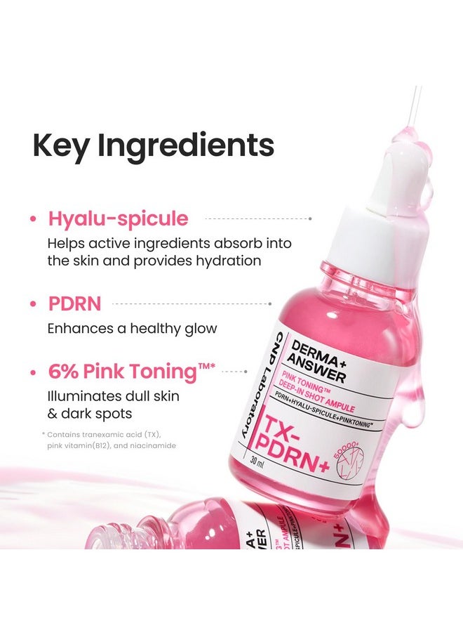CNP Deep-in Shot Ampule - PDRN + Pink Toning Serum, Micro-spicules, Hyaluronic Acid, for Glass Skin, Korean Skin Care, 1.18 fl. oz.
