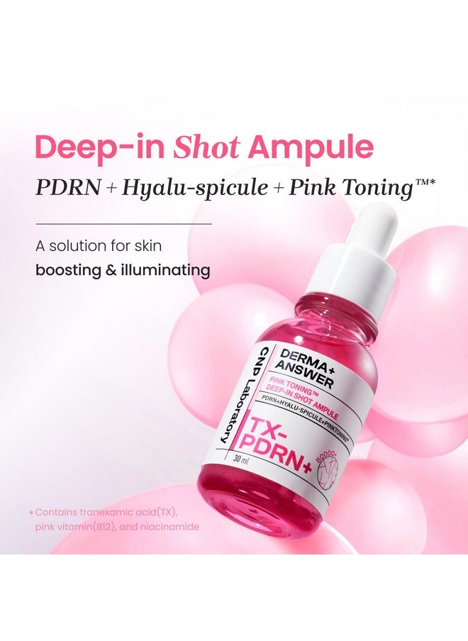 CNP Deep-in Shot Ampule - PDRN + Pink Toning Serum, Micro-spicules, Hyaluronic Acid, for Glass Skin, Korean Skin Care, 1.18 fl. oz.