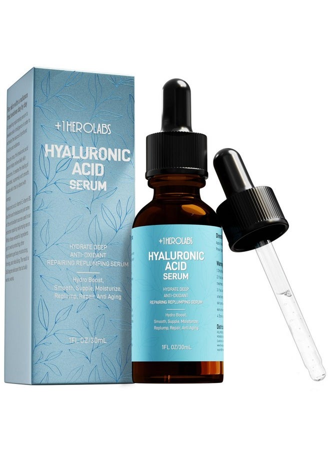Hyaluronic Acid Serum for Face with Vitamin C, B5, E, Niacinamide - Deep Hydrating, Anti-Aging, Plumping, Safe for Sensitive Skin, Fragrance-Free 1 Fl Oz