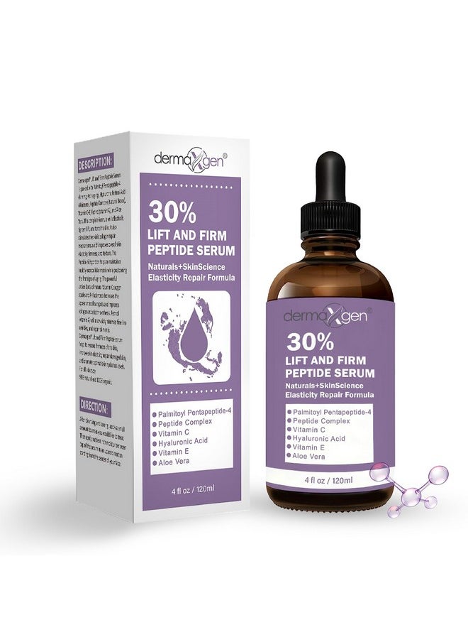 DERMAXGEN Lift And Firm 30% Peptide Serum - Matrixyl 3000, Vitamin C & E + Hyaluronic Acid + Aloe Vera | Collagen Booster, Skin Tightening & Anti-aging Formula - (4 FL OZ) For All Skin Types