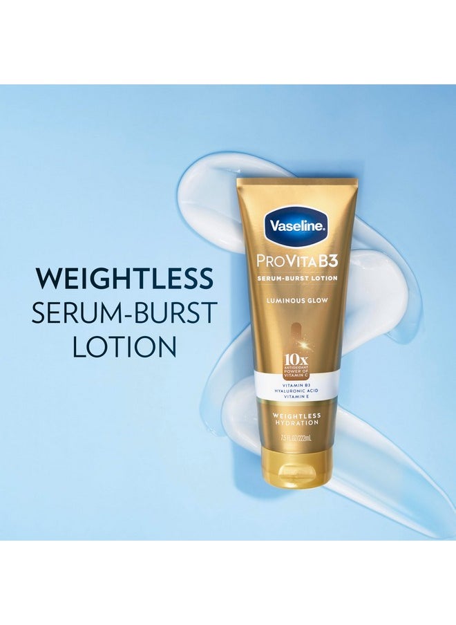 Vaseline Pro VitaB3 Serum Burst Lotion Luminous Glow Healthy, Glowing Skin, Lightweight 10x Antioxidant Power of Vitamin C with Vitamin B3, Hyaluronic Acid & Vitamin E, 7.5 Fl Oz