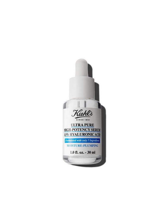 Kiehl's Ultra Pure High-Potency 1.5% Hyaluronic Acid Serum, Concentrated Face Serum for Dry Skin, Instantly Boosts Hydration, Plumps Skin, All Skin Types, Fragrance-free - 1 fl oz