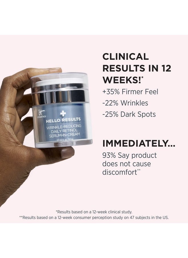 IT Cosmetics Hello Results Anti-Aging Retinol Serum-Cream - Firming Face Cream with Niacinamide & Vitamins B5 & E - 1.7 fl oz
