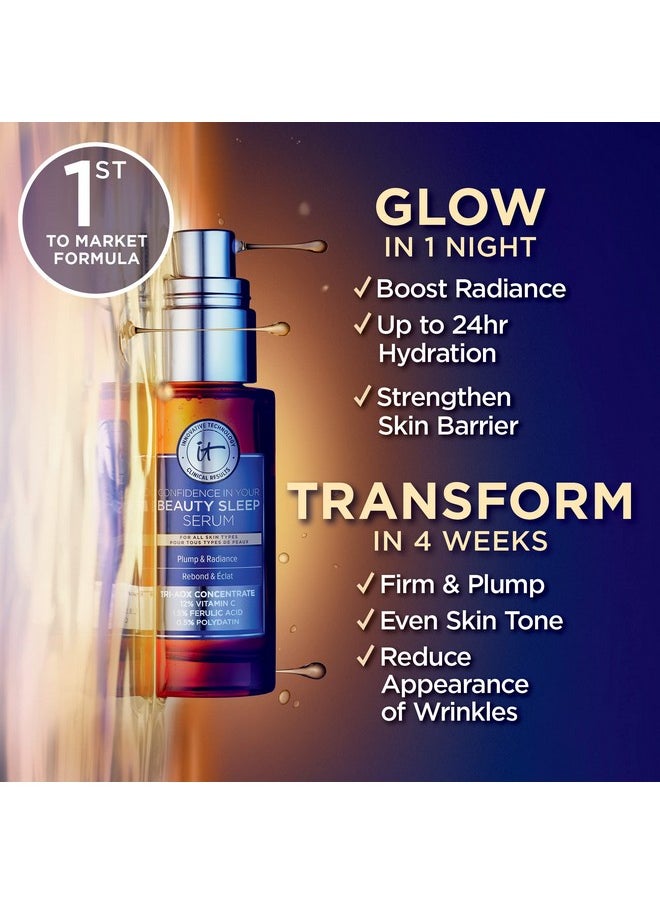 IT Cosmetics Confidence in Your Beauty Sleep Triple Antioxidant Brightening Serum - 24HR Hydration - Anti-Aging - 12% Vitamin C Serum - Fragrance Free - All Skin Types, 1.0 fl. Oz
