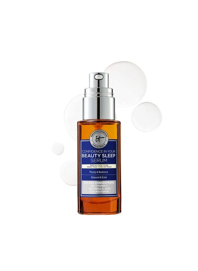 IT Cosmetics Confidence in Your Beauty Sleep Triple Antioxidant Brightening Serum - 24HR Hydration - Anti-Aging - 12% Vitamin C Serum - Fragrance Free - All Skin Types, 1.0 fl. Oz
