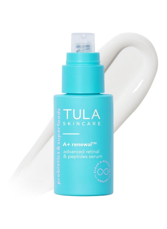 TULA Skin Care A+ Renewal Advanced Retinal + Peptides Serum - Nightly Facial Serum, Boosts Radiance and Hydrates, 1.01 Fl. oz.