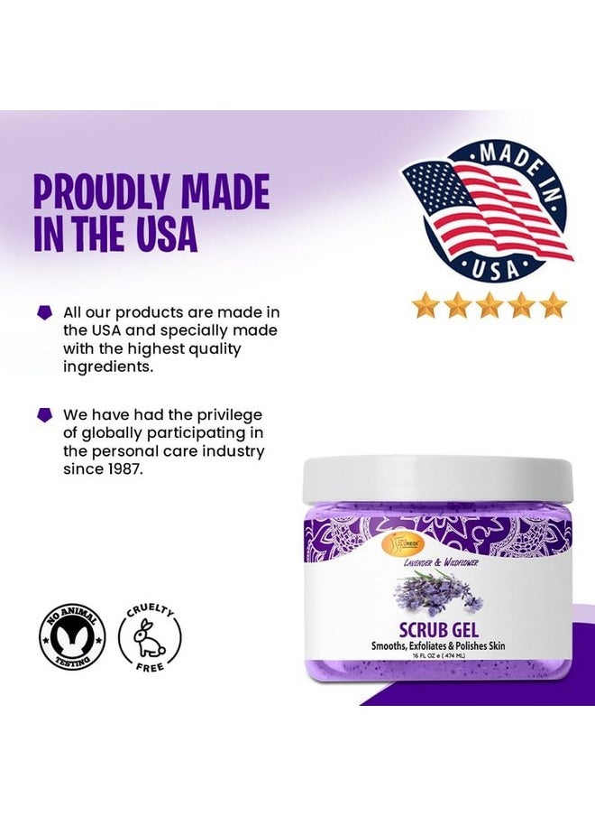 SPA REDI - Exfoliating Scrub Pumice Gel, Lavender and Wildflower, 16 Oz - Manicure, Pedicure and Body Exfoliator Infused with Hyaluronic Acid, Amino Acids, Panthenol and Comfrey Extract