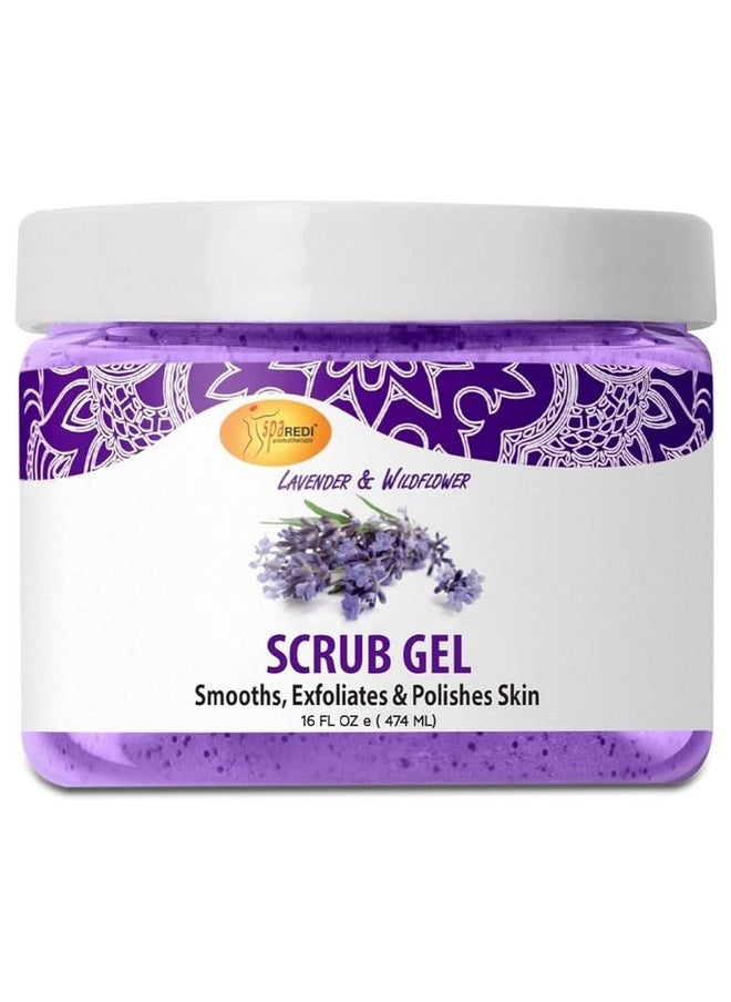 SPA REDI - Exfoliating Scrub Pumice Gel, Lavender and Wildflower, 16 Oz - Manicure, Pedicure and Body Exfoliator Infused with Hyaluronic Acid, Amino Acids, Panthenol and Comfrey Extract