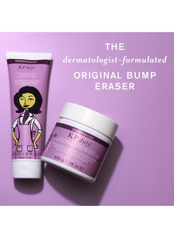 DERMAdoctor KP Bump Eraser Body Scrub and Lotion Kit Dermatologist Formulated Exfoliant | Keratosis Pilaris Treatment For Dry And Bumby Skin 10% AHAs + PHAs
