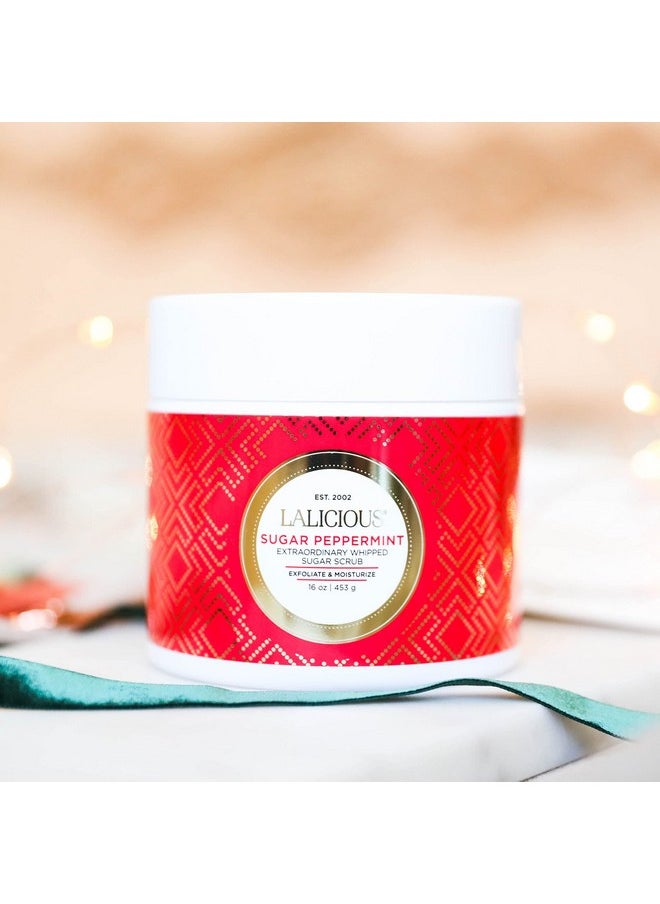 LaLicious Sugar Peppermint Extraordinary Whipped Sugar Scrub - Cane Sugar Body & Foot Scrub, Exfoliating & Moisturizing Skin Care with Coconut Oil & Honey, No Parabens (2oz)