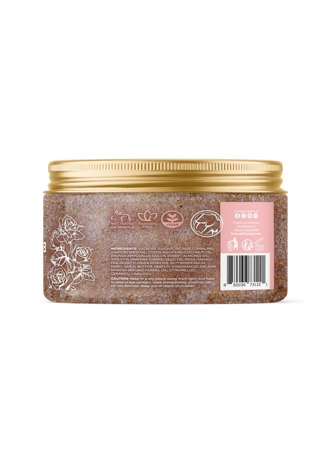 Natural Elephant Rose Exfoliating Sugar Scrub with Argan Oil and Shea Butter 10 oz (283g)